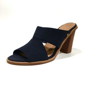 UGG Navy Suede Open-Toe Block Heel Mule